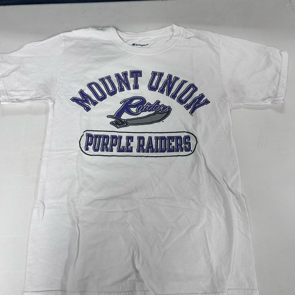 Champion White Mount Union Purple Raiders Tee